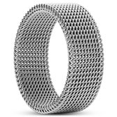 Lucleon - Sentio - Zilverkleurige roestvrijstalen soepele ring van mesh voor heren - 8 mm