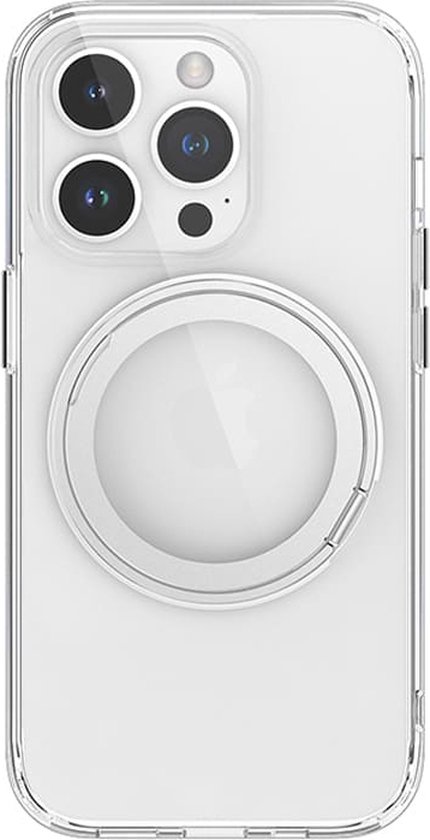Casify geschikt voor iPhone 15 Pro Max MagSafe Hoesje met 360° verstelbaar Kickstand Standaard - Transparant