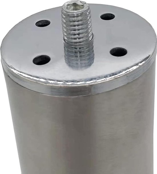 Rusoz 4 stuks verstelbare meubelpoten, tafelpoten 200 mm, hoge aluminiumlegering, zilverkleurig, mat, bedpoten in hoogte verstelbaar 0-20 mm, met schroeven voor banken, kasten en bed