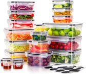 Voedselopslagcontainers met deksels, 40 stuks maaltijdbereidingsdozen (20 containers + 20 deksels) gemaakt van BPA-vrij plastic, stapelbaar en genest keukenorganizer opslag voor magnetron, koelkast