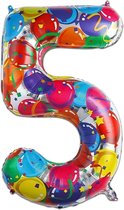 LUQ - Cijfer Ballonnen - Cijfer Ballon 5 Jaar Balloon XL Groot - Helium Verjaardag Versiering Feestversiering Folieballon