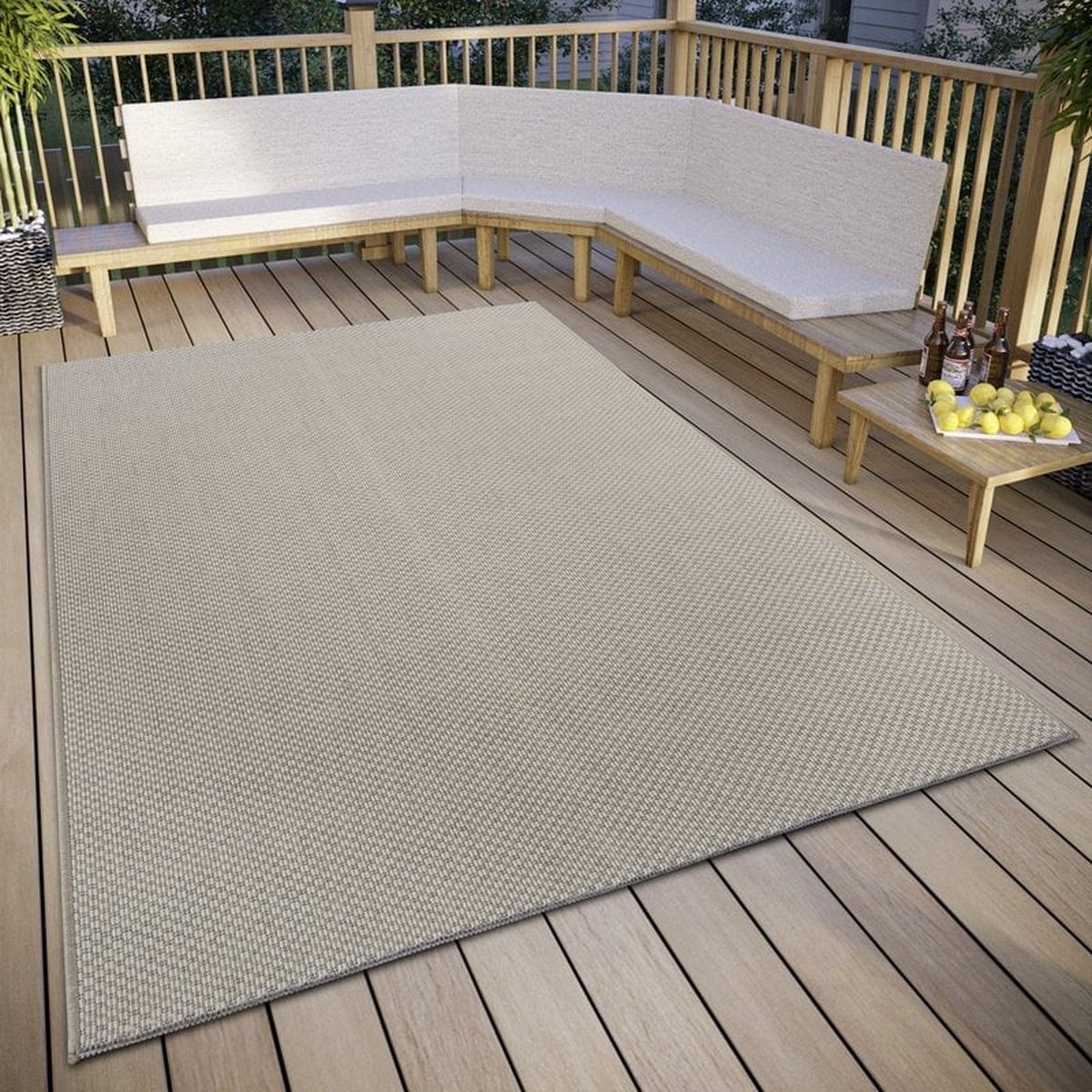 Flycarpets Pure Buitenkleed Beige - Vloerkleed Buiten - Laagpolig Tuinkleed, Tuintapijt, Buitentapijt - 190x290 cm