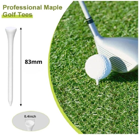 Golf tees hout - 50 stuks - 83mm - Wit - Golf accesoires - Golfset - Golftees - Golftee - Golfaccesoires van Puro Golf — afbeelding 4