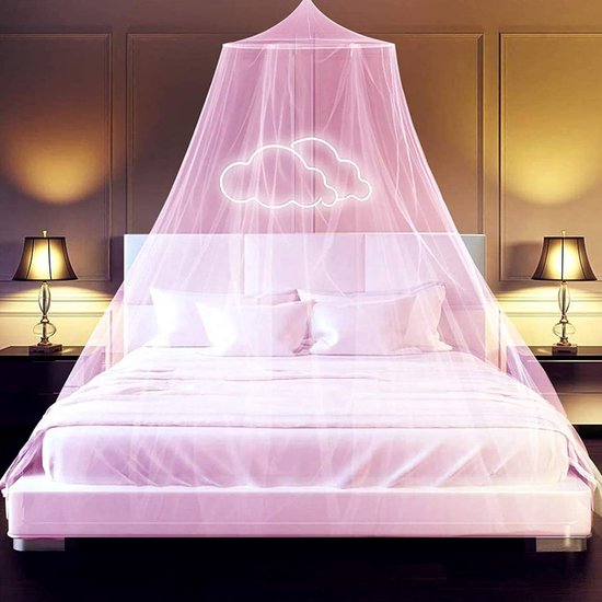 Bed muggennet, muggennet, insectenbestendig, geschikt voor eenpersoonsbed en kinderbed, muggennet, geen huidirritatie, geschikt voor binnen en buiten, reizen (roze)