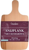 Houten Snijplank | 35 x 20 x 1,5 cm (+/- 0,5 cm) | Handvat Geolied Hout | Perfect voor Keuken Huishouden | Dienblad voor Snacks Kaas Brood