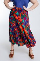 Paprika Halflange rok in viscose met meerkleurig grafisch motief