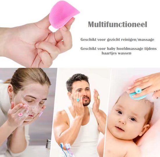 2 pièces-éponge de brosse de Massage en Siliconen Bébé - Lessive du cuir chevelu-rose et violet