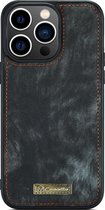 Caseme Telefoonhoesje geschikt voor Apple iPhone 15 Pro Hoesje Uitneembare 2in1 Bookcase Portemonnee - Zwart