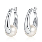 Paragon Cat.925 Pure Silver Simple Earrings with Pearl Texture