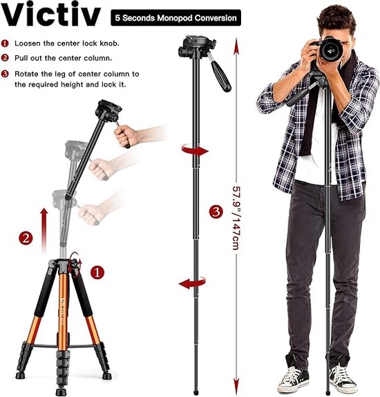 camera statief - camerastatief van aluminium, draagbaar, verbeterd ...