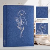 Fotoalbum, scrapbooking, klein linnen DIY album 60 witte pagina's met cellofaanverdelers, voor foto's 9 x 13 cm, 10 x 15 cm, 13 x 18 cm (blauw, 19 x 27 cm)