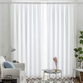 Gordijnen wit transparant linnenlook voile gordijnen voor woonkamer slaapkamer, set van 2, 260x140cm H/B