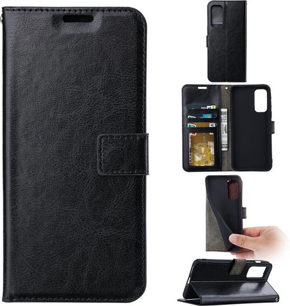 Bookcase Geschikt voor: Oppo A52 / Oppo A72 / Oppo A92 - Zwart - portemonnee hoesje