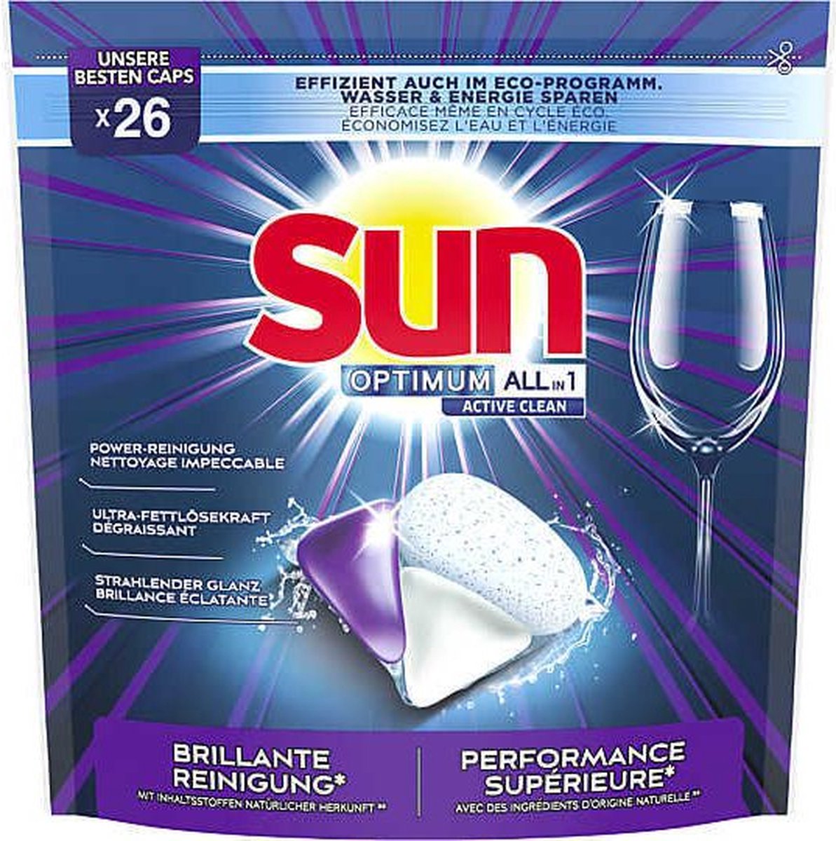 Goedkoopste SUN Optimum All-in-1 Vaatwastabletten - 26 tabletten
