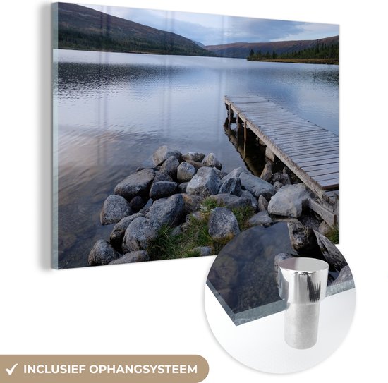 Peinture sur verre - Jetée scandinave dans un lac en Suède - 120x80 cm - Peintures sur Verre Peintures - Photo sur Glas