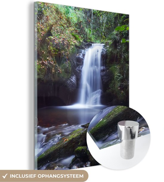 MuchoWow® Glasschilderij 30x40 cm - Schilderij acrylglas - Waterval - Natuur - Water - Foto op glas - Schilderijen