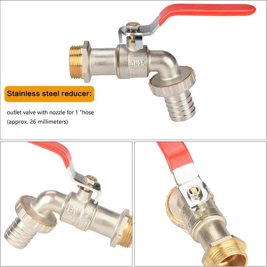 Robinet de vidange comme accessoire de réservoir Ibc , robinet de conteneur Ibc 1 pouce/robinet à bille pour jardin, machine à laver, baril de pluie 1000 l