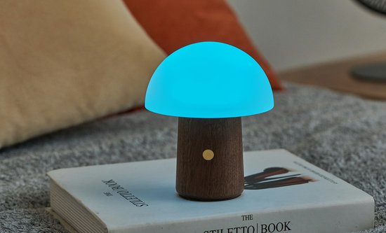 Lampe de table champignon Gingko Mini Alice - Bois de noyer