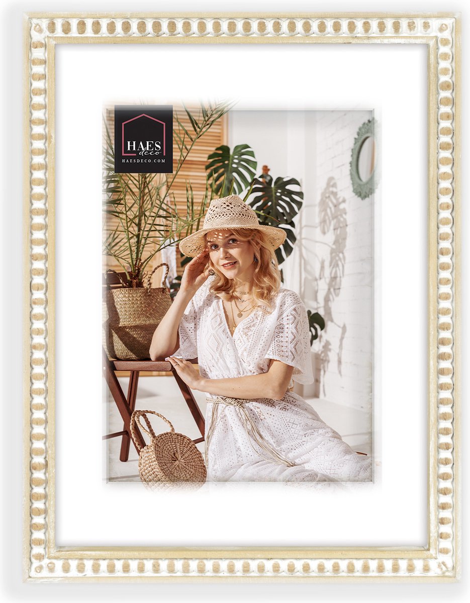 HAES deco Houten Fotolijst Tignes Bruin / Wit met Passe-Partout voor foto 13x18 / 18x24 - UT7218HS