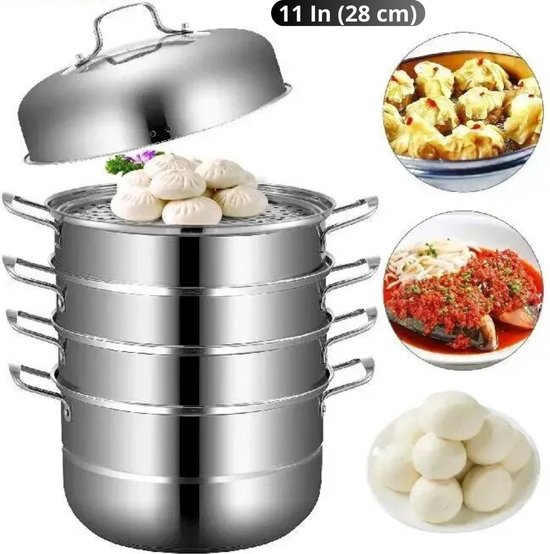 Foto: Livano stoompan voedselstomer groentestomer couscous pan multisteamer stoomkoker 5 laags