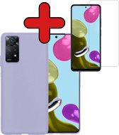 Hoesje Geschikt voor Xiaomi Redmi Note 11s Hoesje Siliconen Case Hoes Met Screenprotector - Hoes Geschikt voor Xiaomi Redmi Note 11s Hoes Cover Case - Lila