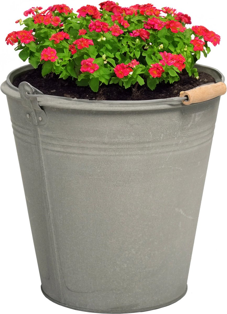 Goedkoopste Mega Collections Emmer/plantenpot/bloempot Eddy - zink - zilver - D30 X H29 cm
