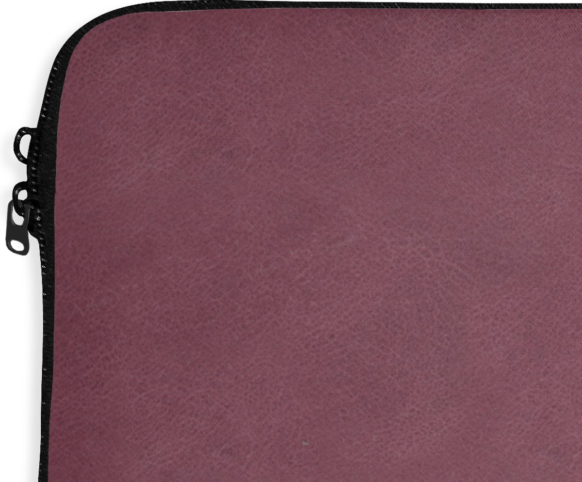 Laptophoes 17 inch - Inductie beschermer - Leer - Roze - Dieren - Laptop sleeve - Binnenmaat 42,5x30 cm - Zwarte achterkant