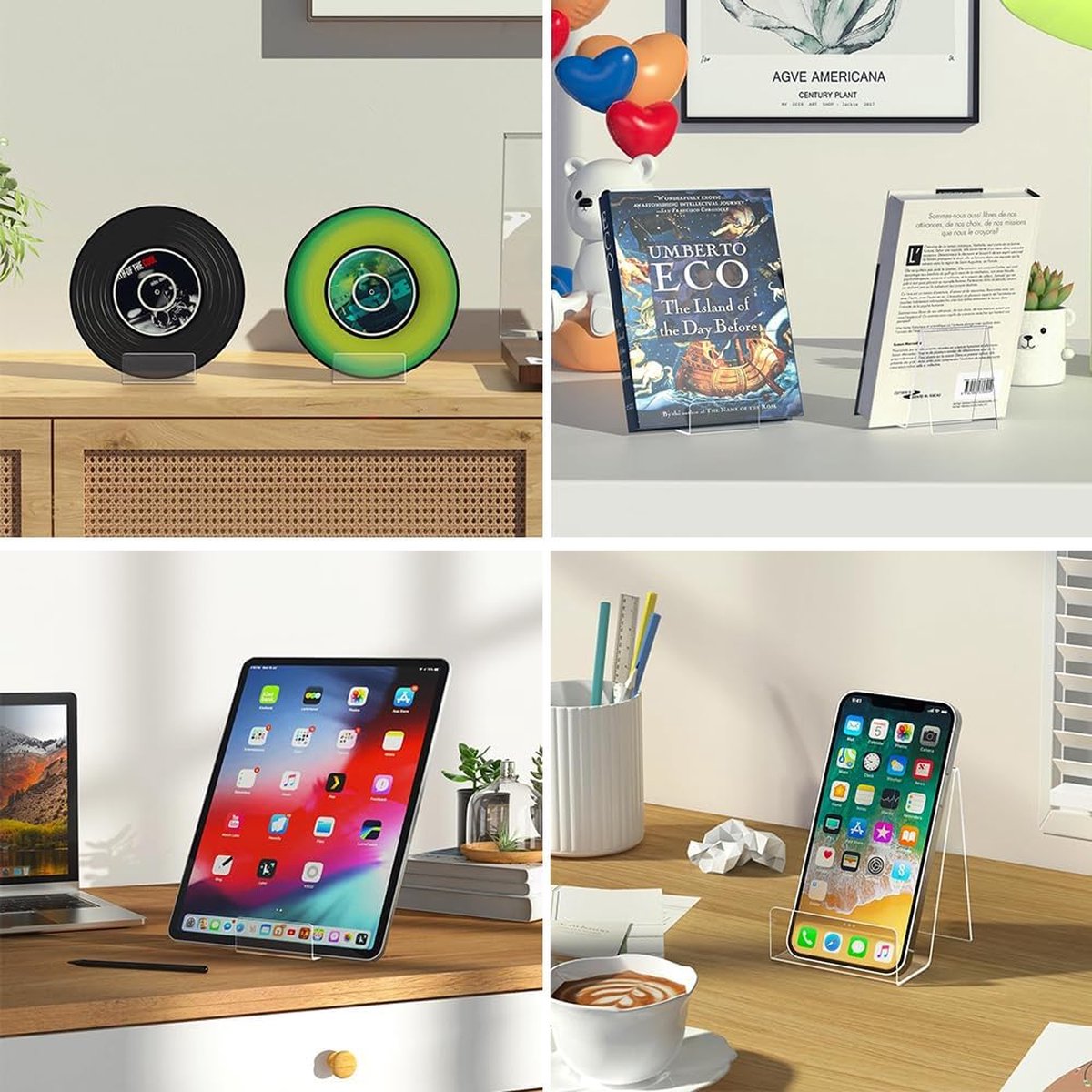 Lot De 5 Porte-Livres En Acrylique Transparent – Supports De Table Élégants Pour Livres, Albums Photos, Recettes Et Brochures
