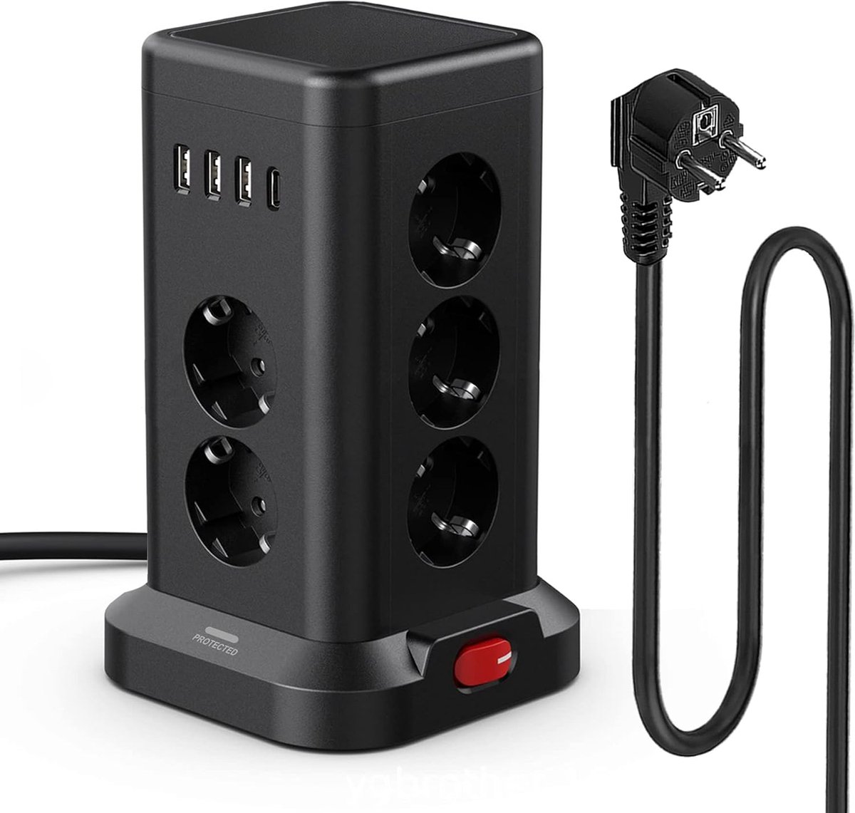 Stekkerdoos- USB 11-voudig meervoudig stopcontact- overspanningsbeveiliging- kinderbeveiliging-Schuko- USB-C- USB-A- verlengkabel- keuken