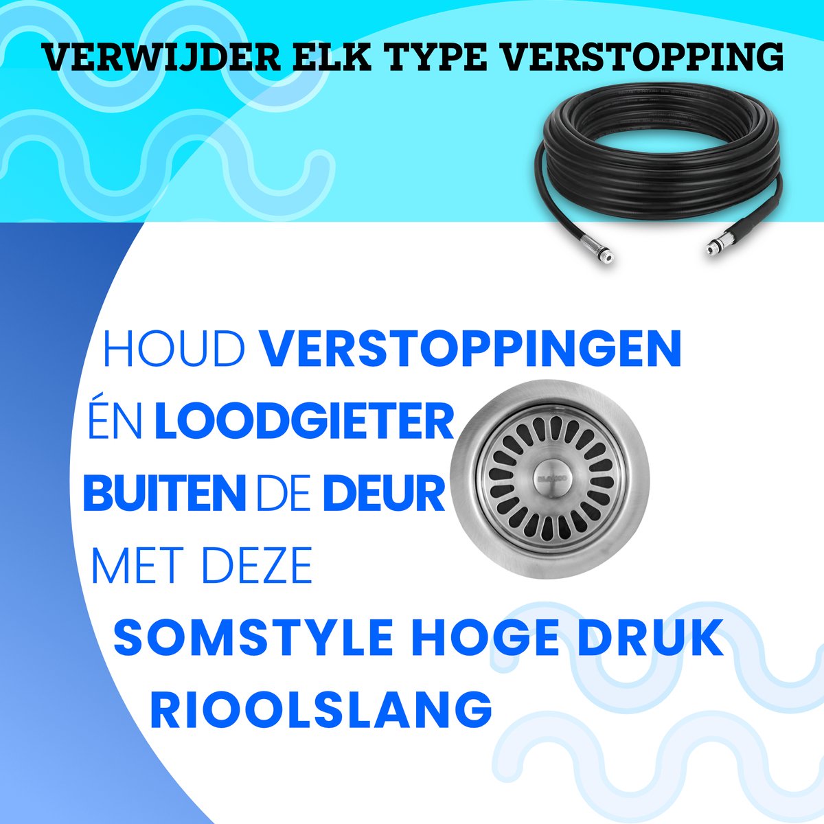 Somstyle Rioolslang 15 Meter Geschikt Voor Kärcher K2, K3, K4, K5, K6, K7 & Lavor Hogedrukreiniger - Slang Reiniging Set – foto 2