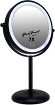 Bol.com Gerard Brinard oplaadbare Metalen make up LED Spiegel dimbaar zwart Dubbelzijdig verlicht 7x vergroting 18cm doorsnee st... aanbieding