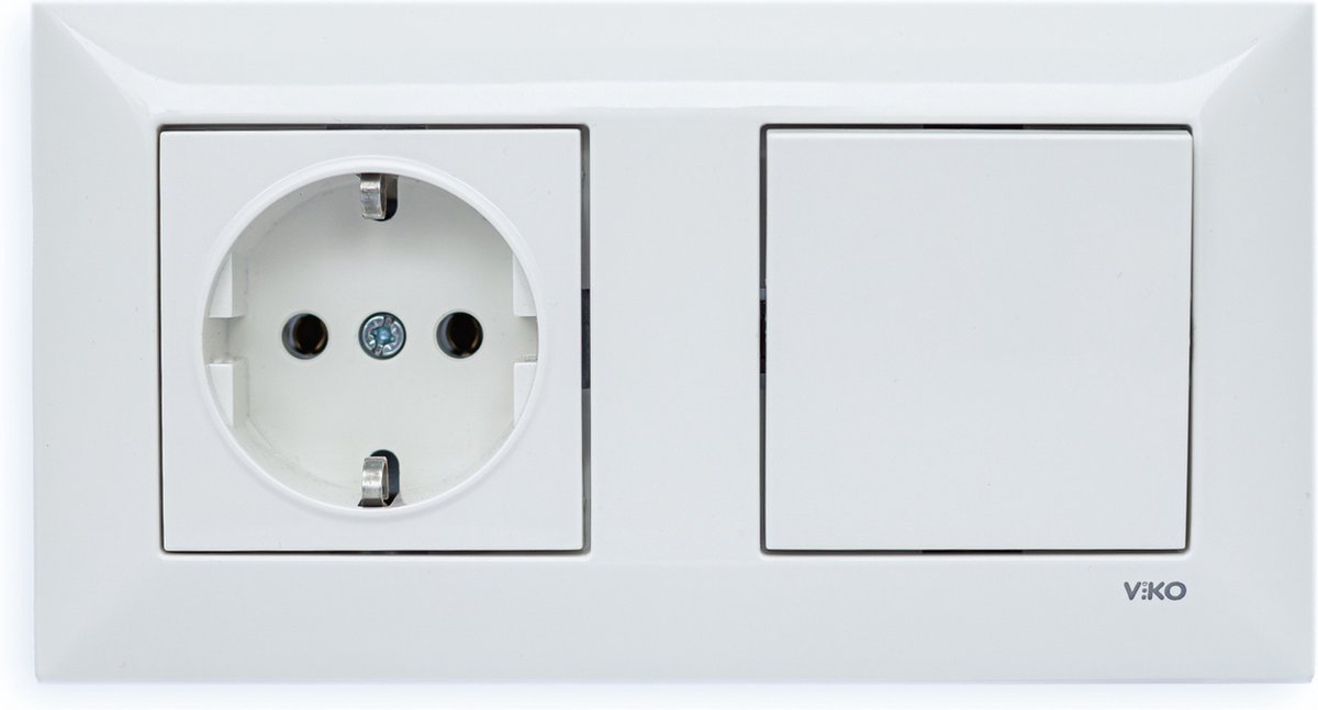 Panasonic Viko-Stopcontact-Wandcontactdoos-Wit-Randaarde-Compleet-Meridien Serie
