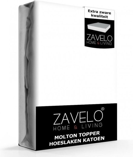 Zavelo Molton Topper Hoeslaken - 160x220 cm - 100% Katoen - 10cm Hoekhoogte - Wasbaar tot 60 graden - Rondom Elastisch - Matrasbeschermer