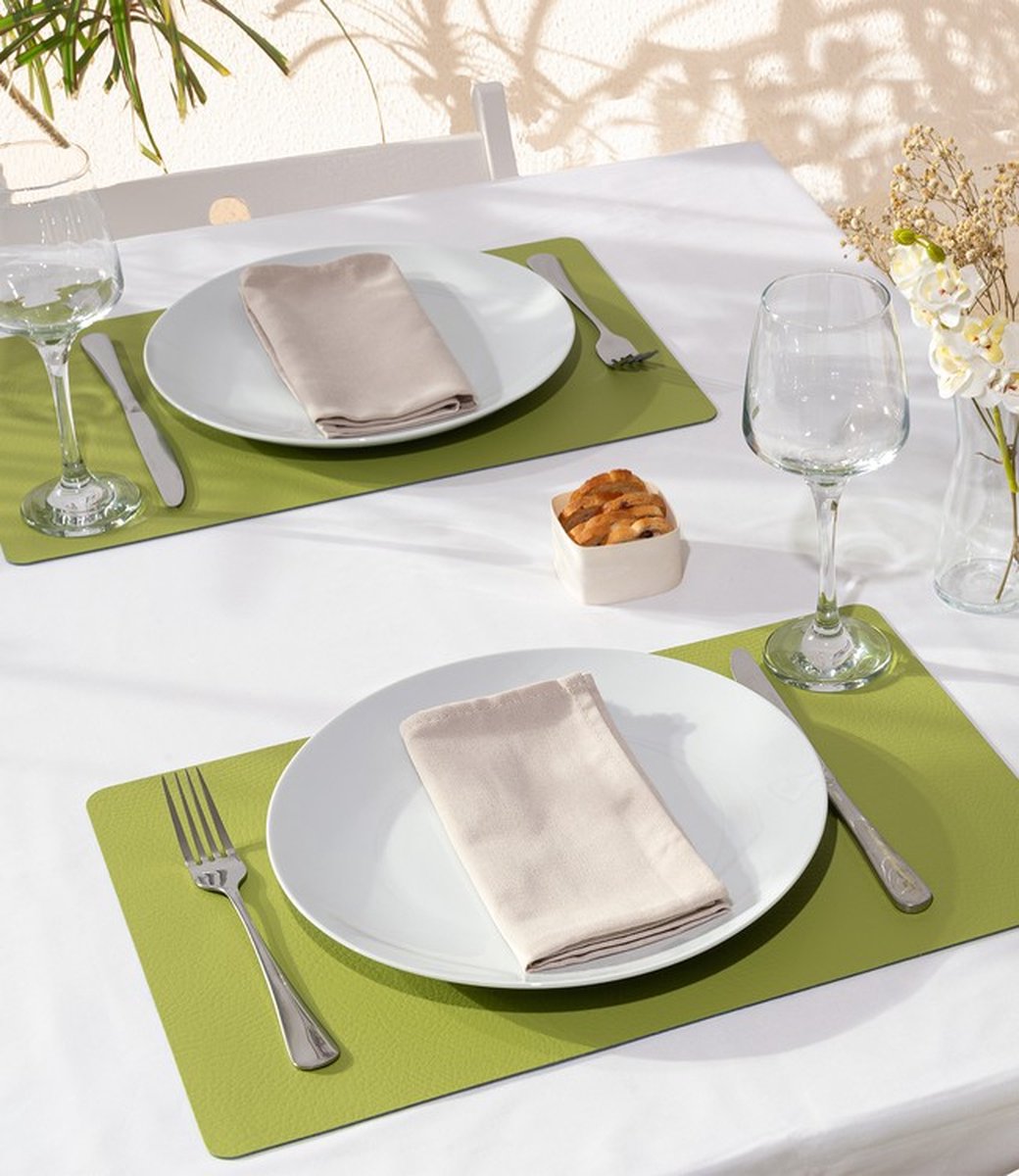 Placemat Set - Gerecycled Leer - 28,5 x 43,5 cm - 4 Stuks - Thyme