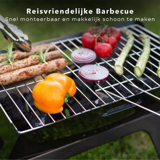 Opvouwbare Barbecue - Inklapbaar - Ideaal voor Camping, Strand & Park - 45x35x30cm - 2.7kg - Roostertang - Gemakkelijk Te Transporteren & Op Te Bergen - BBQ van Draag Gestel — afbeelding 3