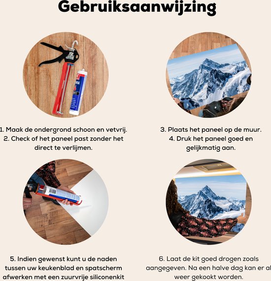 Spatscherm keuken 80x55 cm - Kookplaat achterwand Bergen - Sneeuw - Winter - Natuur - Landschap - Muurbeschermer - Spatwand fornuis - Hoogwaardig aluminium