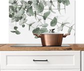 Spatscherm keuken 90x60 cm - Kookplaat achterwand Eucalyptus - Bladeren - Natuur - Groen - Muurbeschermer - Spatwand fornuis - Hoogwaardig aluminium