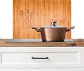 Spatscherm keuken 60x40 cm - Kookplaat achterwand hout - Houtlook - Muurbeschermer hittebestendig - Spatwand fornuis - Hoogwaardig aluminium - Wanddecoratie industrieel