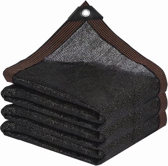 Filet d'ombrage avec anneaux de trame, léger et résistant, filet d'ombrage, voile d'ombrage pour terrasse, pergola, balcon, jardin, plant, serre, poulailler, extérieur (noir, 3 x 6 m)