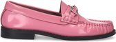 Sacha - Dames - Roze leren loafers met zilverkleurige chain - Maat 37