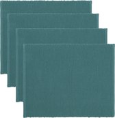 4-pack placemats voor eettafel 35x46 cm, 100% geribbeld katoen, machinewasbaar, donkergrijs-turquoise