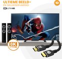 8K Ultra HD tv met Spiderman, 2 speakers en HDMI kabels.