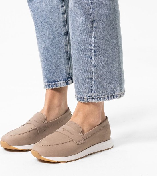 No Stress - Dames - Taupe nubuck loafers - Maat 41