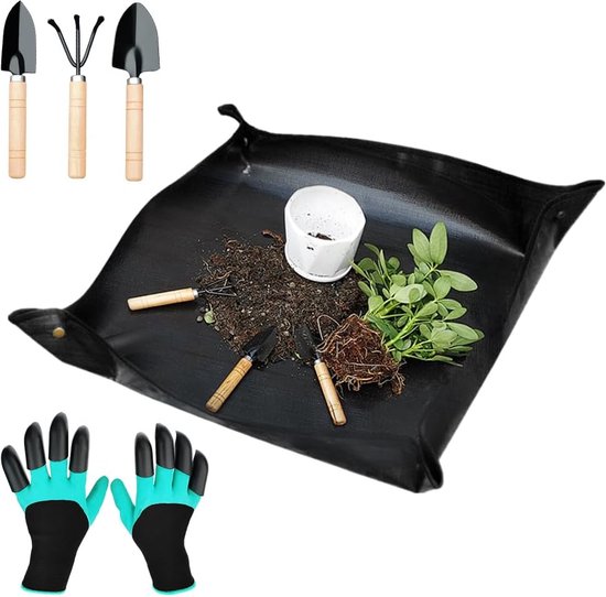 Allecto Plus - Plantenverpotmat Voor Verplanten In De Tuin Inclusief Groene Plantenbanden 2 Stuks Waterdicht 10 Meter X 10 Mm Geschikt Voor Binnen En Buiten Gebruik