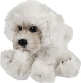 Pluche knuffeldier hond - Maltezer - 13 cm - creme wit - huisdieren thema