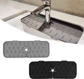 Spatwaterkraanmat voor gootsteenafvoer siliconen opvangbak voor keuken en badkamer (zwart grijs) met 15 cm LIUCONGBD