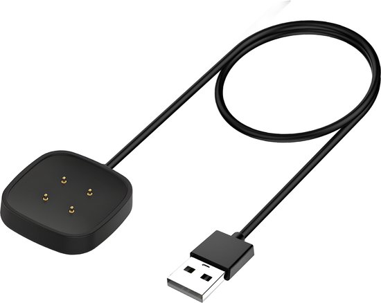 Zwarte magnetische smartwatch oplader met USB-A kabel.