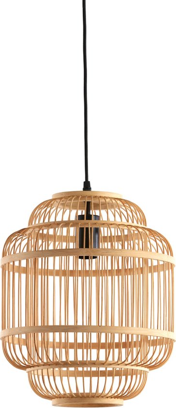 Luqaza Hanglamp Jeppe - Bamboe - 30x30x36cm - Modern - Hanglampen Eetkamer, Slaapkamer, Woonkamer