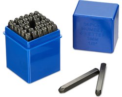 slagletters - 36-delige set - 3 mm - staal - A-Z & 0-9 - voor leer en metaal - zwart