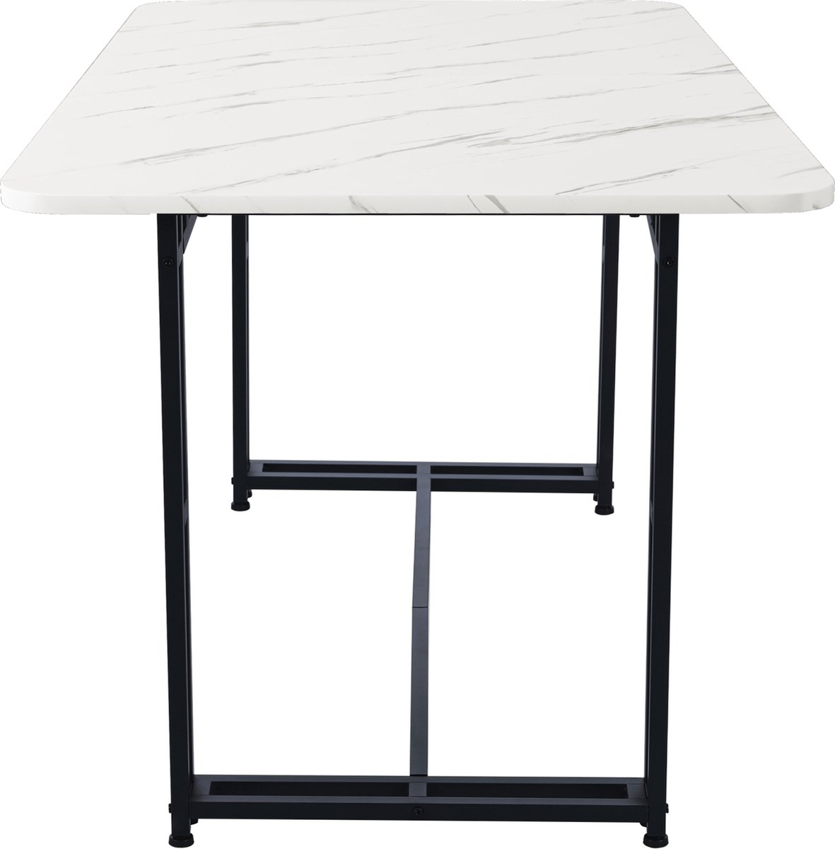 RanRan Lichte luxe eettafel, 1 stuk, frame van metaal, rechthoekige eettafel van moderne keukentafel met metalen poten, voor eetkamer en woonkamer, 120 x 70 cm, wit goud